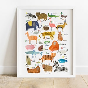 Abc Alphabet Animal Print | Nursery Décor Educational A - Z Poster Kids Playroom Room Gift