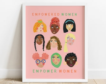 Empowered Women Print | Typography Kids Nursery Drawing Female Power Feminist Feminism Girls Rule