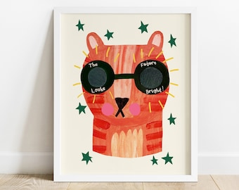 Bright Future Tiger Print | The Future Looks Bright Kids Room Nursery Positive Quotes Children