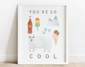 So Cool Polar Bear Print | Snow Arctic Coke Coca Cola Ice Cream Summer Kids Room Nursery