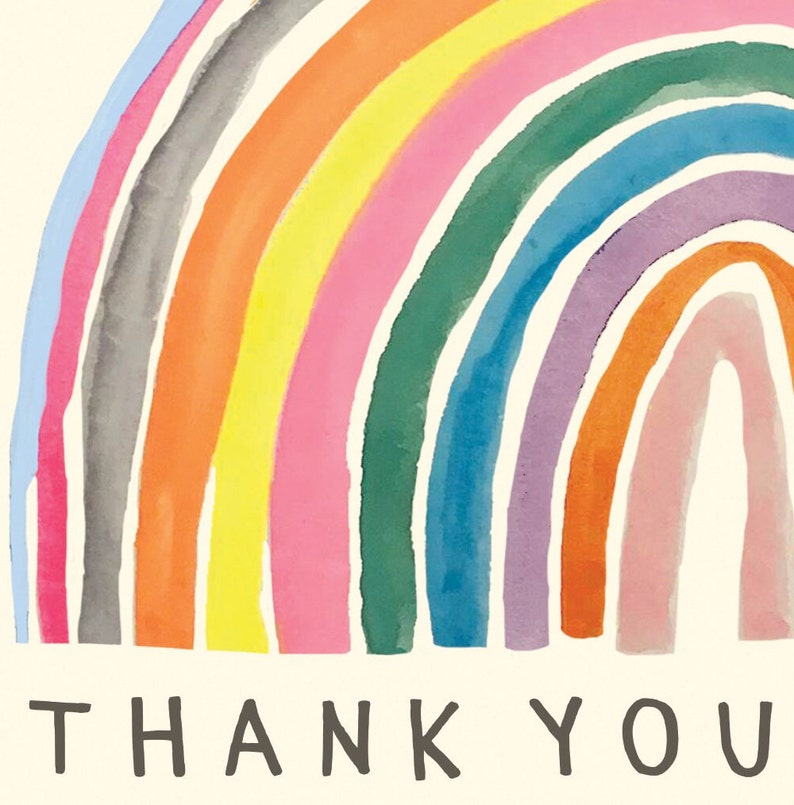 Rainbow Thankyou Card Thanks Greeting Card Appreciation Love Family Friend Teacher Leaving New Job image 3