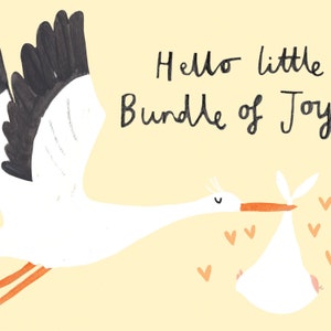 New Baby Stork Card New Baby Congratulations Mum Dad New Parents Bundle of Joy Baby Girl Boy Cards image 3