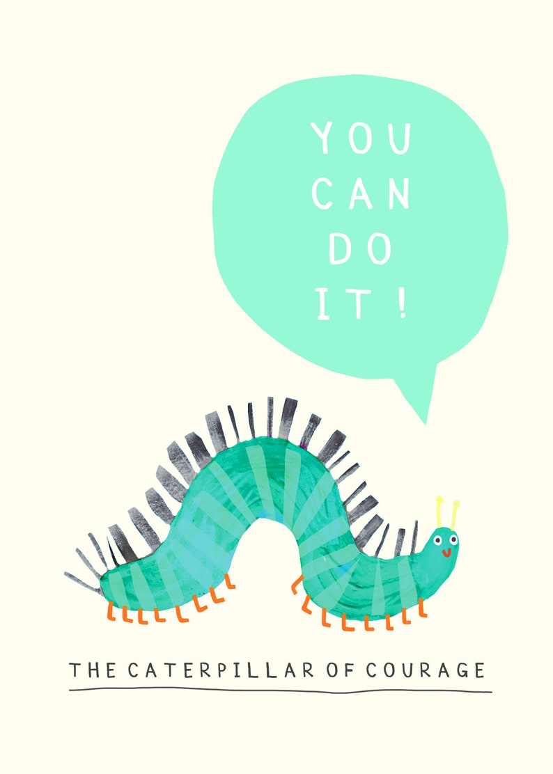 Caterpillar of Courage Card Good Luck Well Done Card Brave Etsy UK