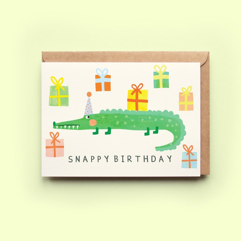 Snappy Birthday Crocodile Card Birthday Funny Humour Alligator Children's Kids Greetings Friend image 1