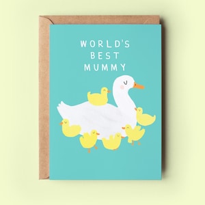 Cartão Mãe Pato Patinhos | Dia das Mães Mãe Mãe Mamãe Mamãe Mamãe Mamãe Gêmeos Bebês Aniversário Dia das Mães Cartões