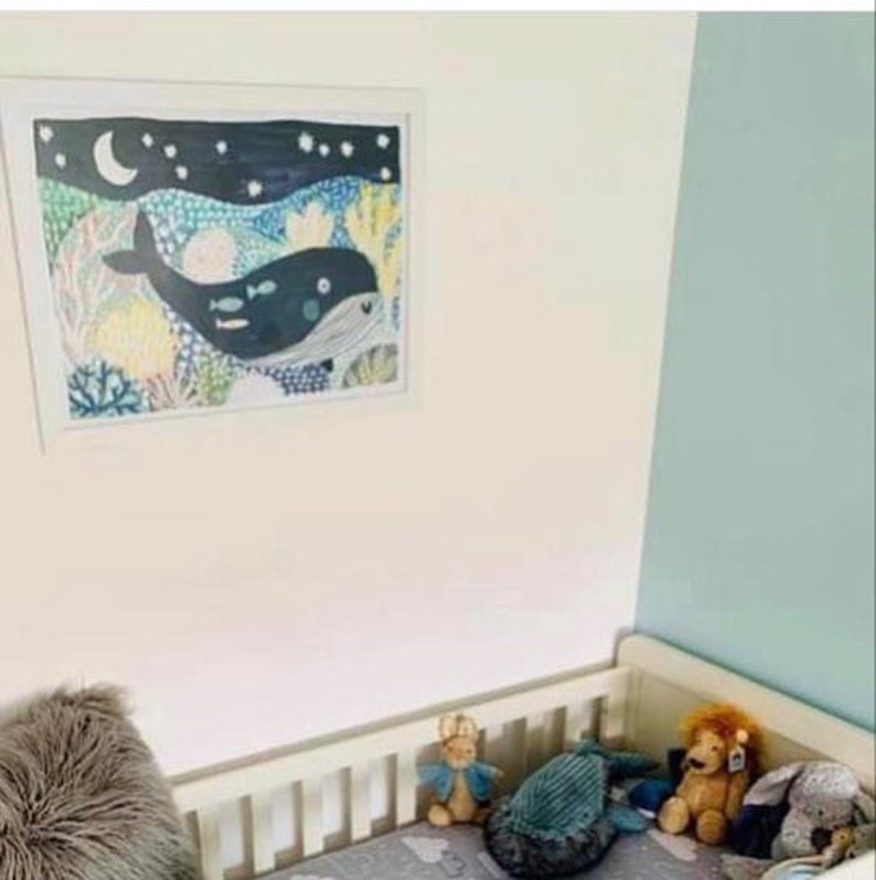 Ocean Underwater Sea Fish A4 A3 A2 Wall Art Illustration Whale Print Kids Nursery Decor