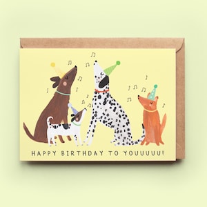 Carte d'anniversaire de hurlement de partie de chiot | Carte Voeux Humour Drôle Mignon Chiot Chiot Chien Les Chiens Hurlent