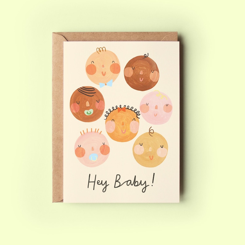 Hey Baby Card New Baby Congratulations Greeting Arrival Parents Twins Twin Babies Born Congrats image 1