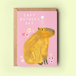 Tarjeta del Día de la Madre Capy Capybara / Día de la Madre Mamá Mamá Mamá Mamá Cumpleaños Tarjetas divertidas lindas