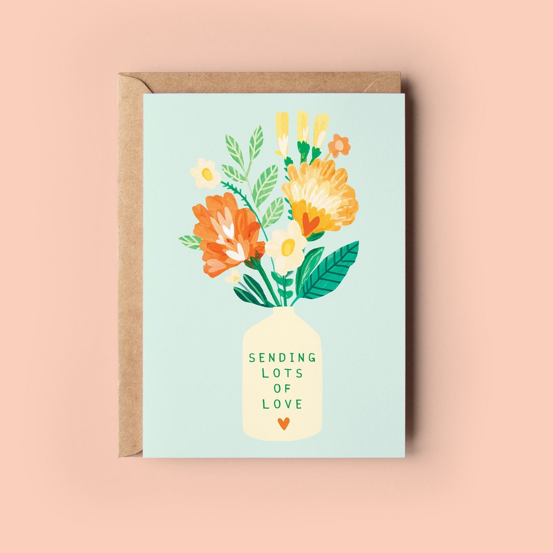 Sending Love Flowers Card | With Sympathy Flowers Sorry Get Well Soon ...