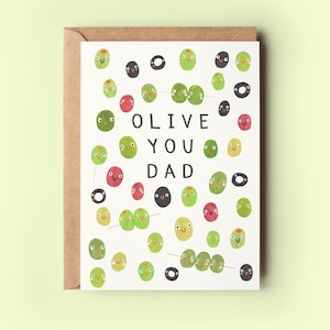 Olive You Dad Card / Papà Papà Dada Pops Poppa Pa Padre Festa del papà Compleanno Olive Divertente Umorismo