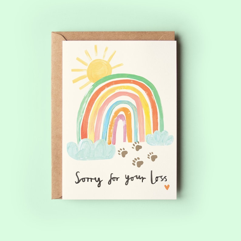Rainbow Bridge Pet Loss Card Sorry For Your Loss With Sympathy Dog Cat Horse Rabbit RIP Memorial image 1