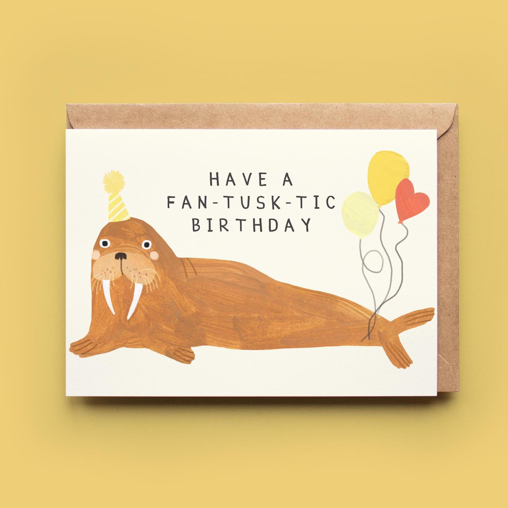 Walrus Birthday Card Walrus Greeting Card Birthday Animal Kids Children Party Funny Humour