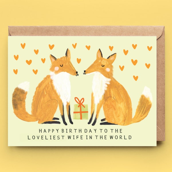 Fox Wife Birthday Card | Wifey Partner Other Half Love Cute Funny Cards Birthday Card Greeting Card