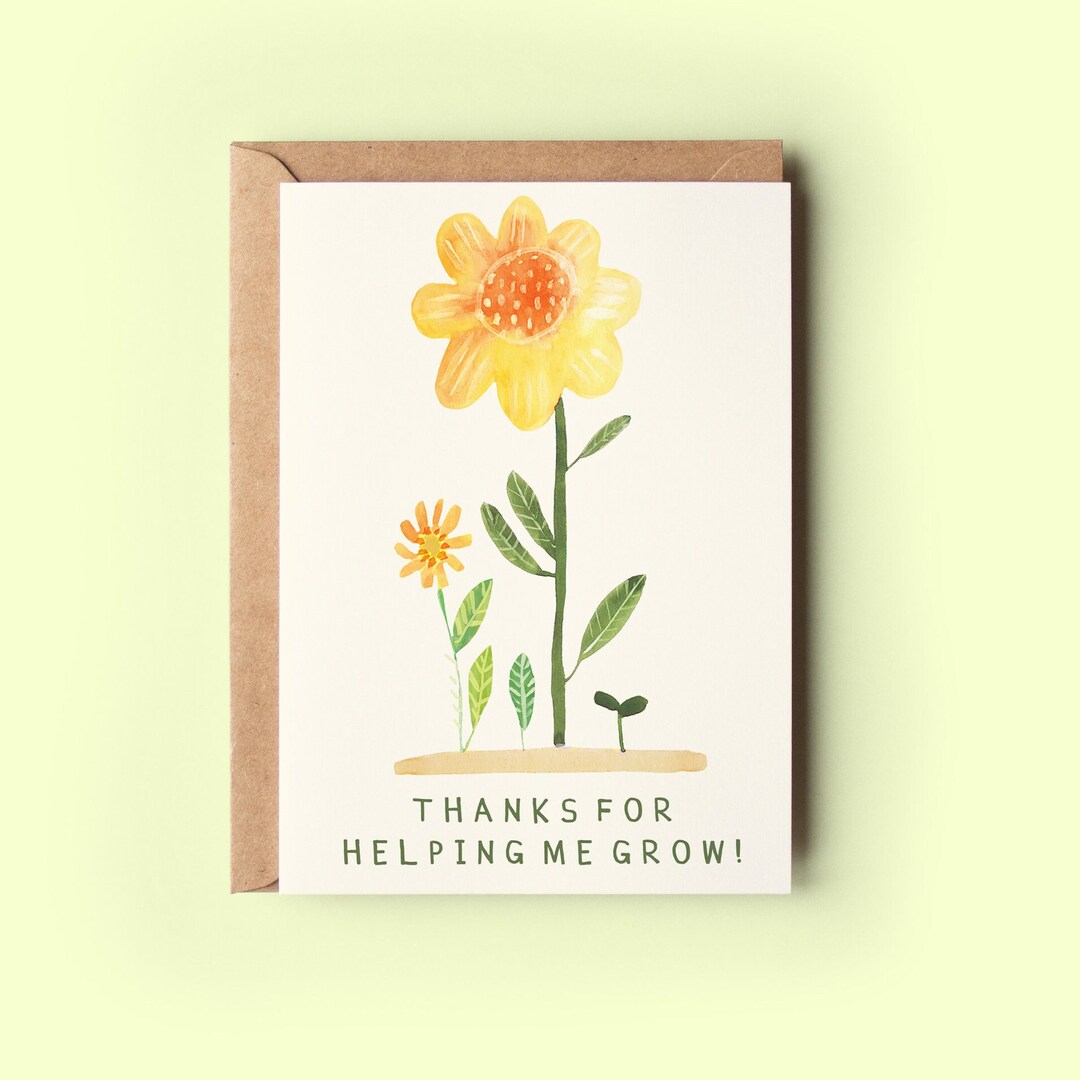 Thanks for Helping Me Grow Flower Card Kids Children's School Teaching ...