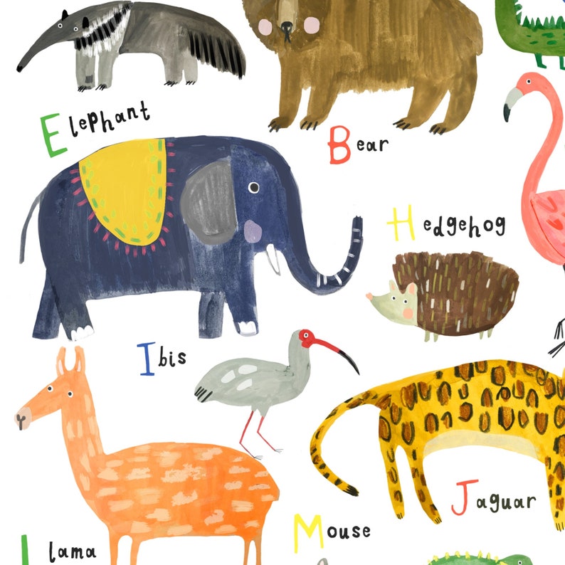 Abc Alphabet Animal Print Nursery Décor Educational A Z Poster Kids Playroom Room Gift image 6