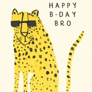 Brother Leopard Birthday Card Cool Guy Bro Happy Birthday Card Greeting Card Family Friend image 3