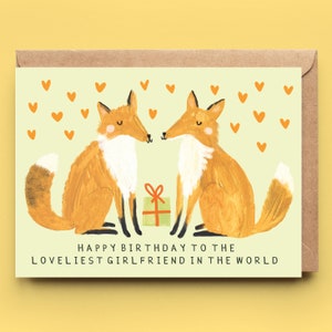 Fox Girlfriend Birthday Card | Girlfriend Partner Other Half Love Cute Cards Birthday Card Greeting
