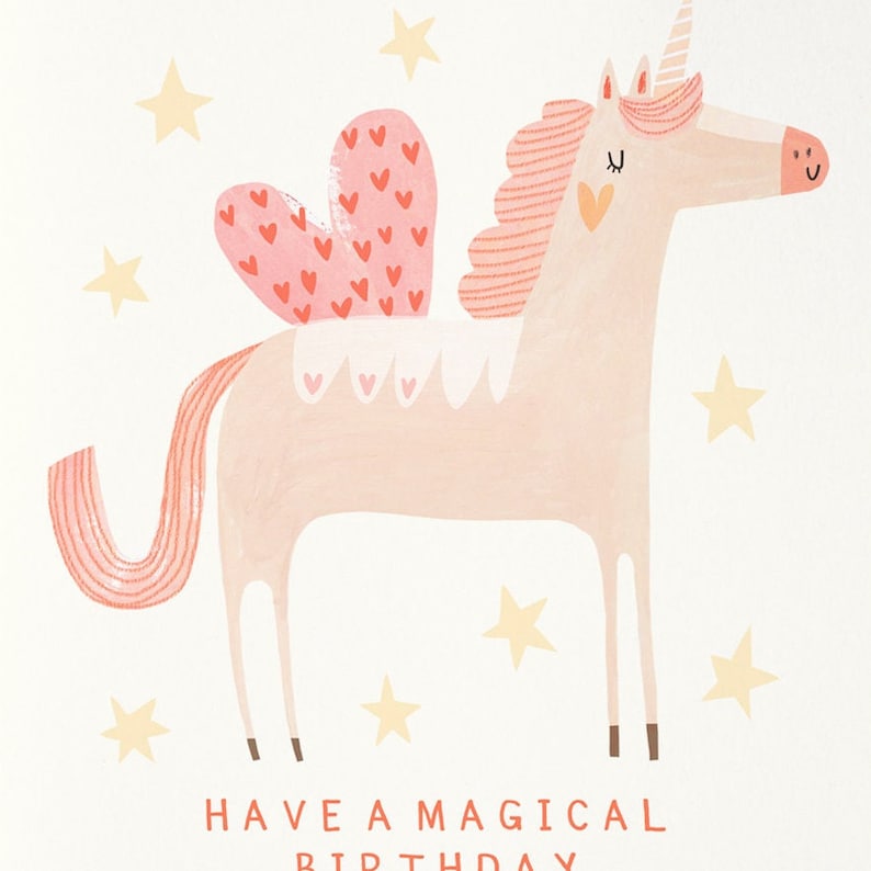 Personalised Unicorn Birthday Card Kids Children's Greeting Card Magical Fairy Bday Name Custom image 3