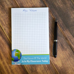 The Future of the World is in My Classroom Today Personalized Teacher Notepad | Custom Teacher Notepad Giftset