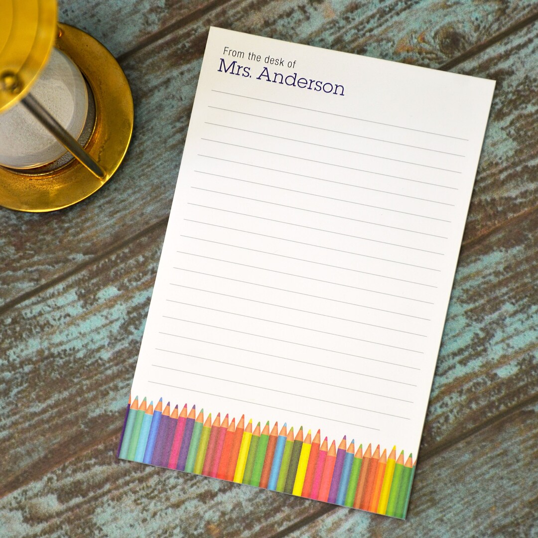 From the Desk of Teacher Notepad | Color Pencils | Personalized Teacher ...
