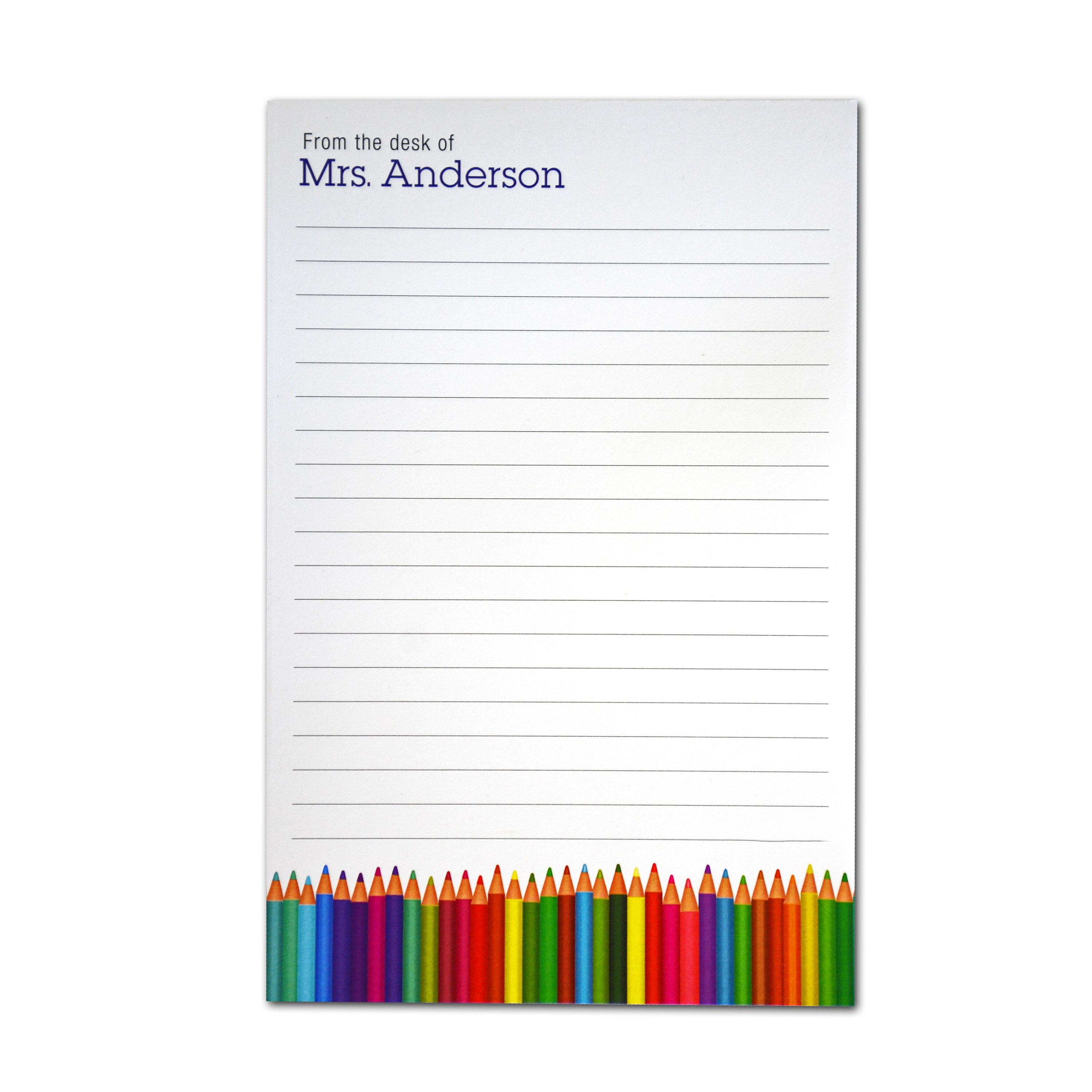 From the Desk of Teacher Notepad | Color Pencils | Personalized Teacher ...