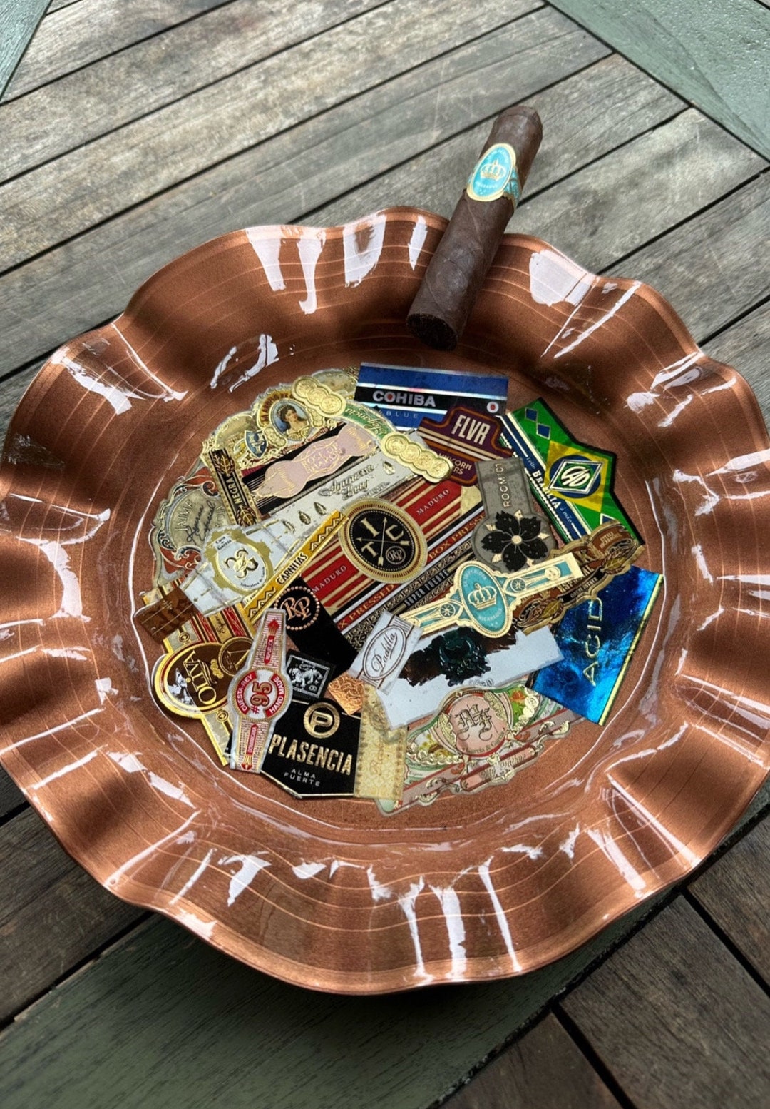 Copper Cigar Band Ashtray Etsy