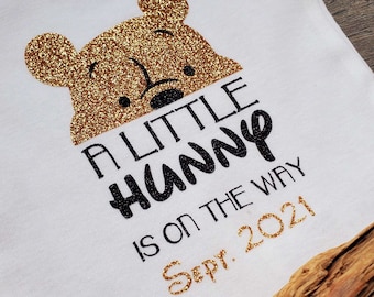 Little Hunny Is On The Way, Pooh Pregnancy Announcement, Winnie The Pooh Baby Bodysuit, Winnie The Pooh Baby Shower, Baby Announcement, Pooh