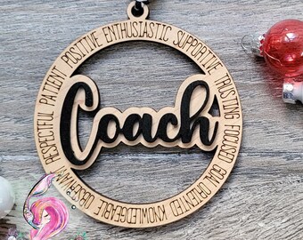 Coach Ornament, Coach 2022, Layered Wood Ornament, Laser Engraved Ornament, Gift For Coach, Christmas 2022, Sports Coach 2022, Football
