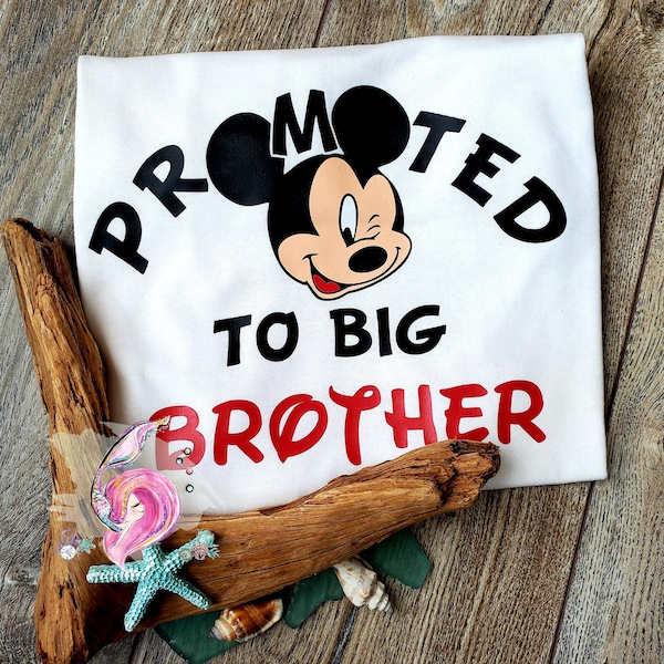 Promoted To Big Brother, Mickey Promoted To Brother, Big Brother Shirt, Mickey Pregnancy Announcement, Mickey Big Brother Shirt, Big Brother