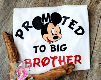 Promoted To Big Brother, Mickey Promoted To Brother, Big Brother Shirt, Mickey Pregnancy Announcement, Mickey Big Brother, Made in Canada