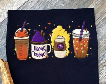 Hocus Pocus Coffee Pumpkin Spice Latte Shirt, Sanderson Sisters Shirt, Fall Coffee Shirt, Halloween Shirts Women, Funny Halloween Shirt