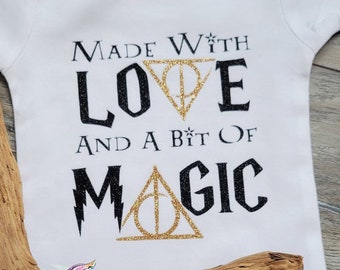 Made With Love And A Bit Of Magic, Pregnancy Announcement, Wizard Baby Bodysuit, New Mom Gift, Dad To Be, New Baby Present, Wizard Bodysuit