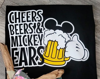 Cheers Beers And Mickey Ears, Mickey Beer Shirt, Epcot Wine Beer Shirt, Epcot Minnie Mickey Shirt, Plus Size Disney, Minnie Beer Shirt