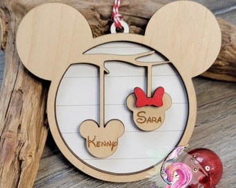 Mickey Ornament, Personalized Mouse Ears Ornament, Family Christmas ornament,  Christmas Ornament, Laser Engraved Ornament, Christmas 2026
