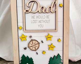 Personalized Family Names Sign, Fathers Day Gift, Father Sign, Father Birthday Gift, Lost Without You, Laser Cut Sign 2023, Gift For Dad