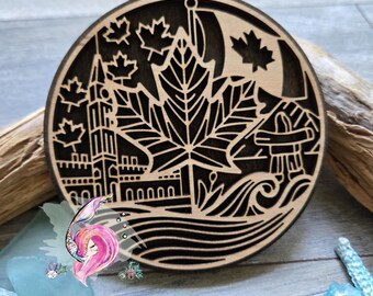 Laser Cut Maple Leaf Christmas Ornament: Made in Canada