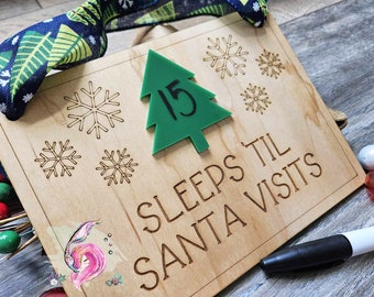 Sleeps 'Til Christmas, Countdown to Christmas Sign, Santa Claus Is Coming, Christmas Countdown, Advent Calendar, Christmas 2023
