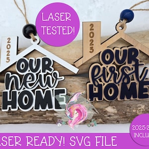 SVG Our First Home, Our New Home, First Christmas In Our New Home, House Warming Ornament SVG, Laser File, SVG File, Made In Canada