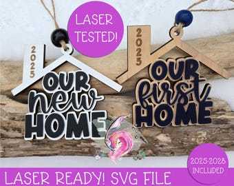 SVG Our First Home, Our New Home, First Christmas In Our New Home, House Warming Ornament SVG, Laser File, SVG File, Made In Canada