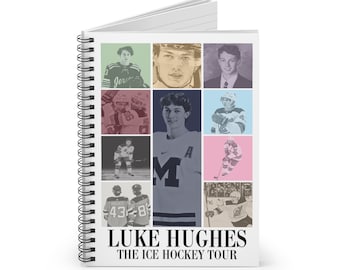 Luke Hughes ice hockey tour Spiral Notebook - Ruled Line