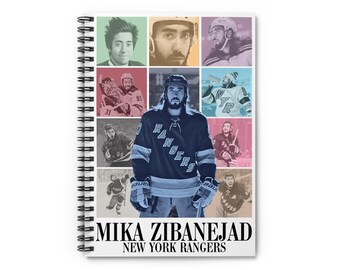 Cuaderno espiral de la gira de hockey sobre hielo de Mika Zibanejad - Línea de rayas