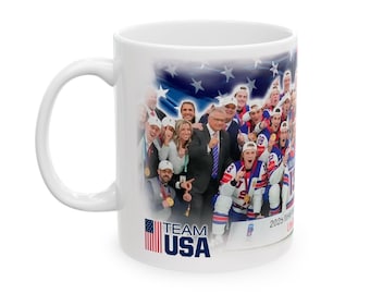 Taza de cerámica del equipo estadounidense IIHF, campeón mundial 2025, regalo patriótico para aficionados al hockey, victoria del equipo deportivo en el campeonato.