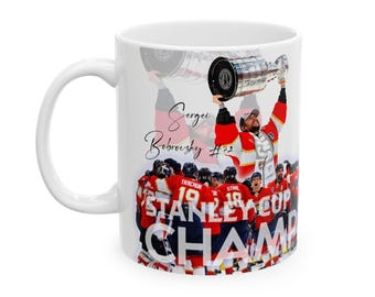 Sergei Bobrovsky with the Stanley Cup art Mug 11oz