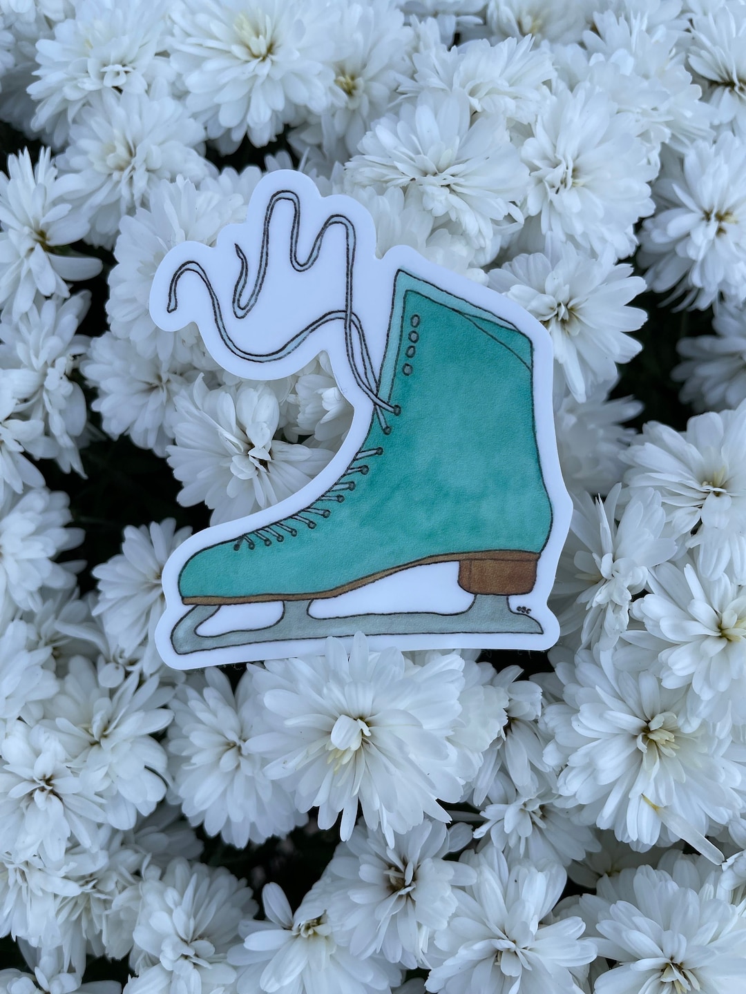 Ice Skate Sticker, Winter Sticker, Diecut Sticker, Watercolor Art Etsy