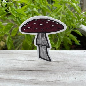 Mushroom Sticker, Waterproof Vinyl Sticker, Nature Sticker, Pen Pal Gifts