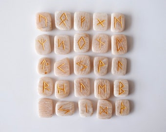 Moonstone Elder Futhark Rune Set