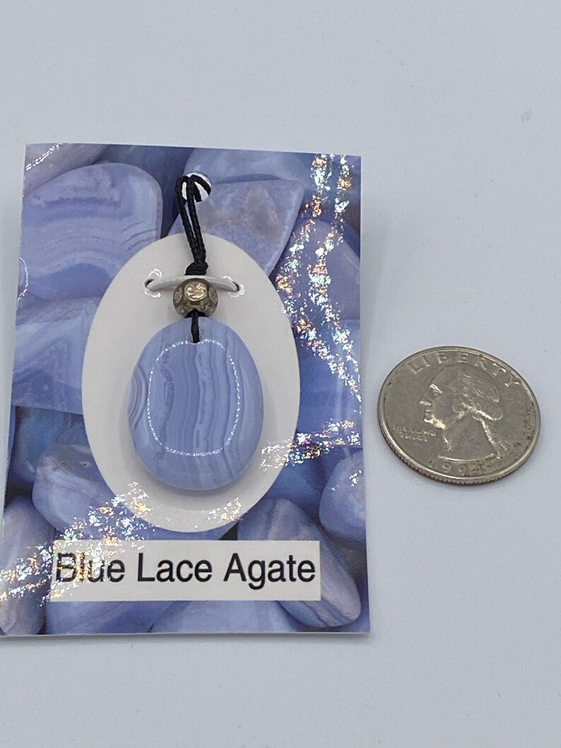 Blue Lace Agate corded pendant