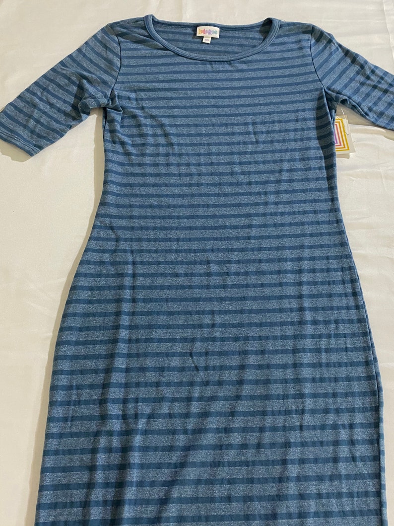 SALE ITEM LuLaRoe XS blue striped Julia Dress