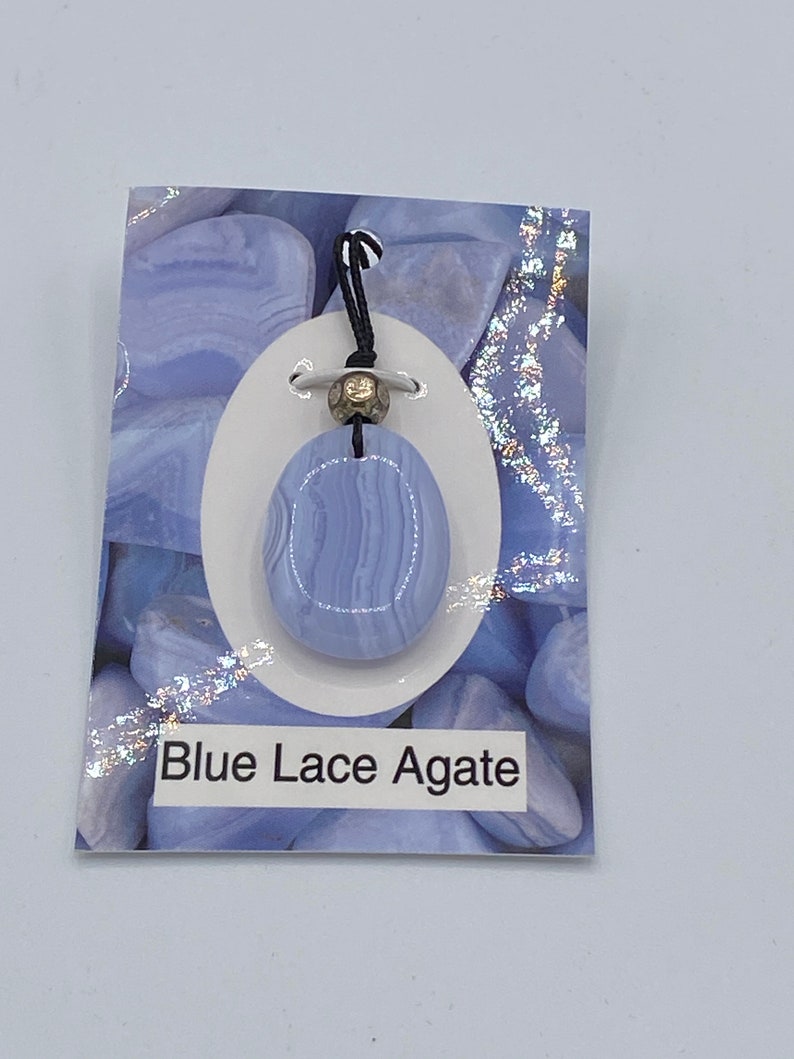 Blue Lace Agate corded pendant